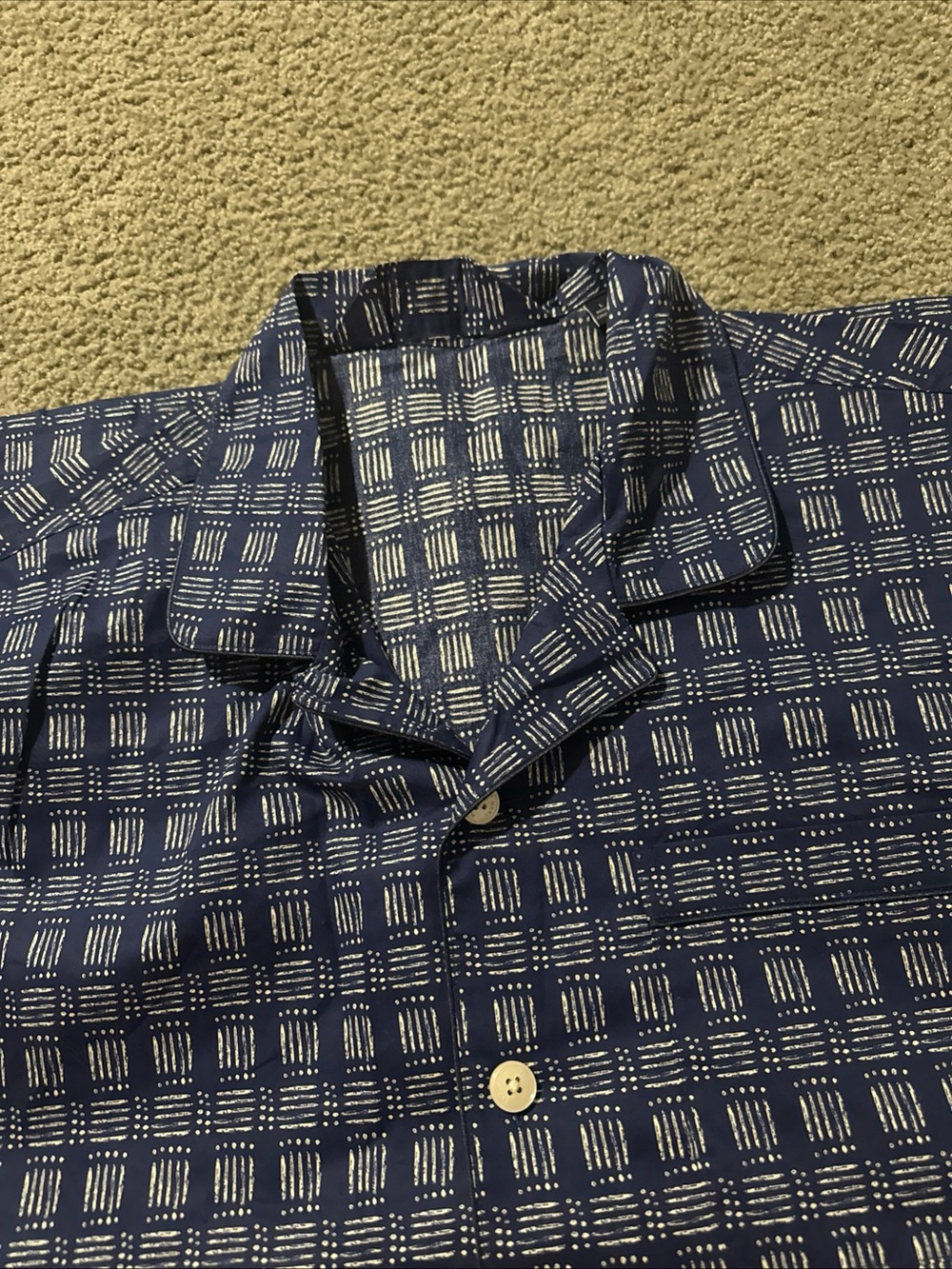Hart Schaffner Marx Navy Blue Patterned Sleep Shirt